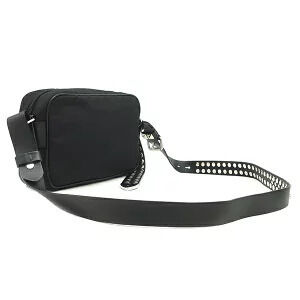 Prada Studded Shoulder Triangle Bag Leather Logo Black